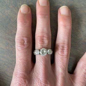 Tacori 3 stone sterling silver ring, size 6